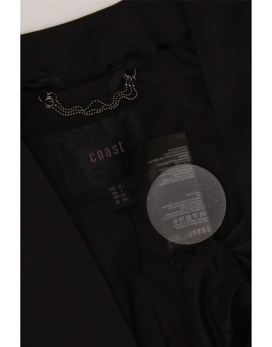 Jaqueta Bolero feminina de manga 3/4 da Coast Reino Unido 8 poliéster preto pequeno