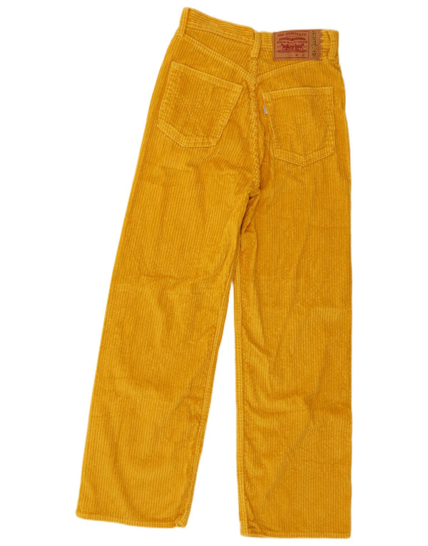 Calça feminina de veludo cotelê Levi's The Simpsons de cintura alta W28 L31 amarela