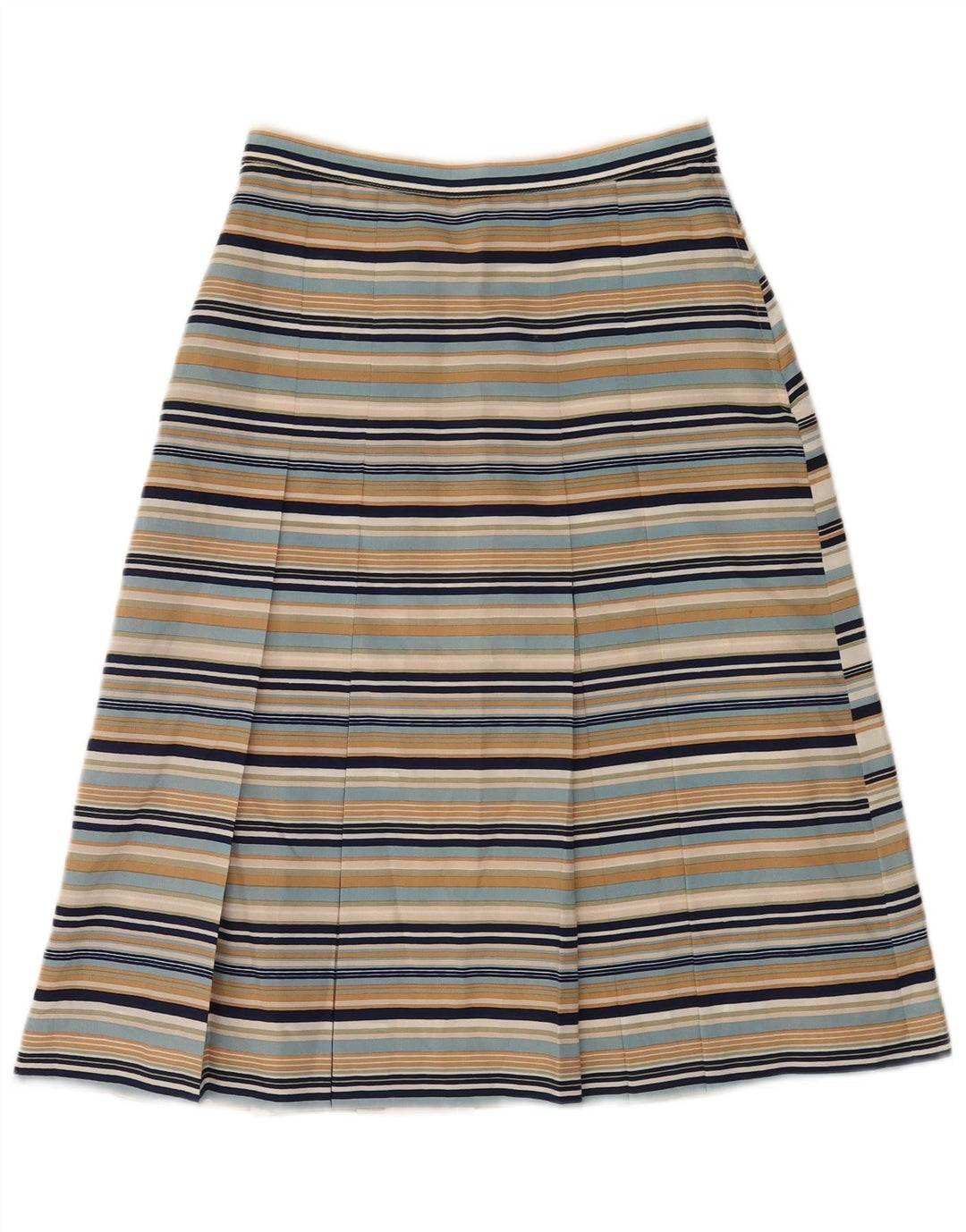 Saia plissada feminina vintage IT 42 médio W26 listrado multicolorido