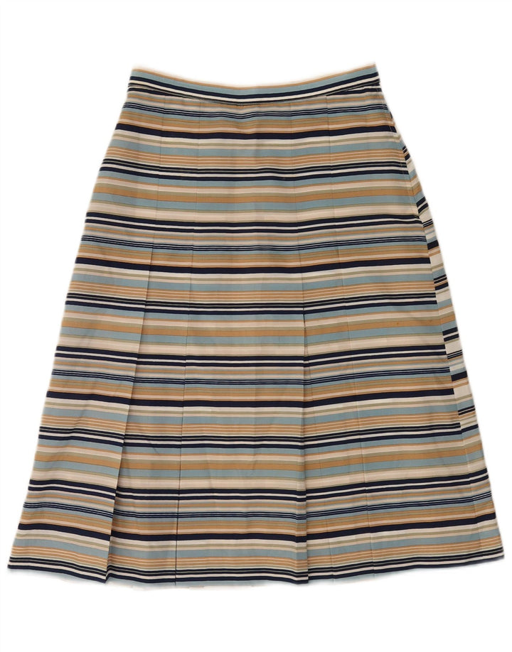 Saia plissada feminina vintage IT 42 médio W26 listrado multicolorido