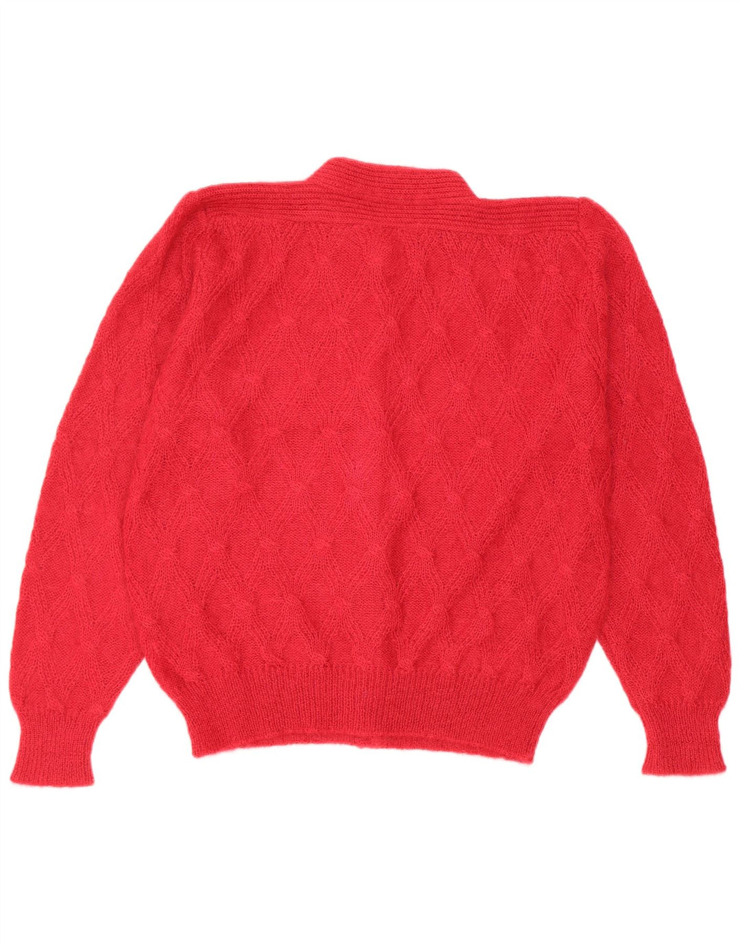 Suéter cardigã feminino vintage IT 44 mohair vermelho médio