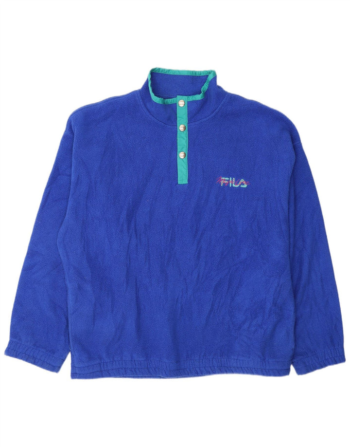 Fila Suéter de lã masculino com gola com botão IT 52 grande poliéster azul
