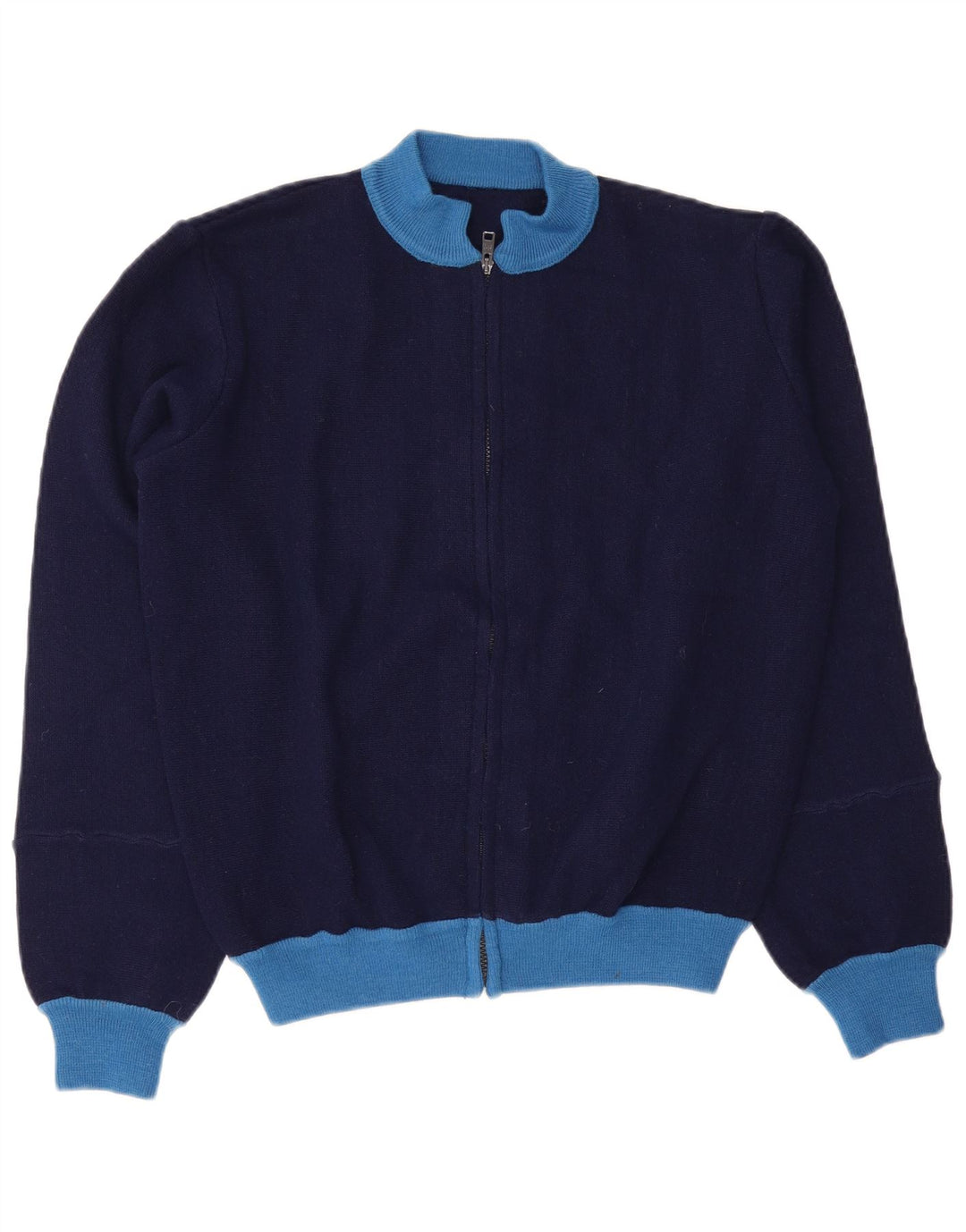 Jaqueta vintage masculina de agasalho pequeno azul marinho colorblock