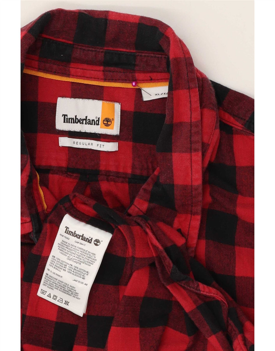 Camisa masculina de flanela Timberland Regular Fit XL vermelho algodão guingão