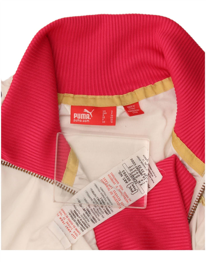Puma Womens Tracksuit Top Jacket UK 10 Small White Colourblock Poliéster