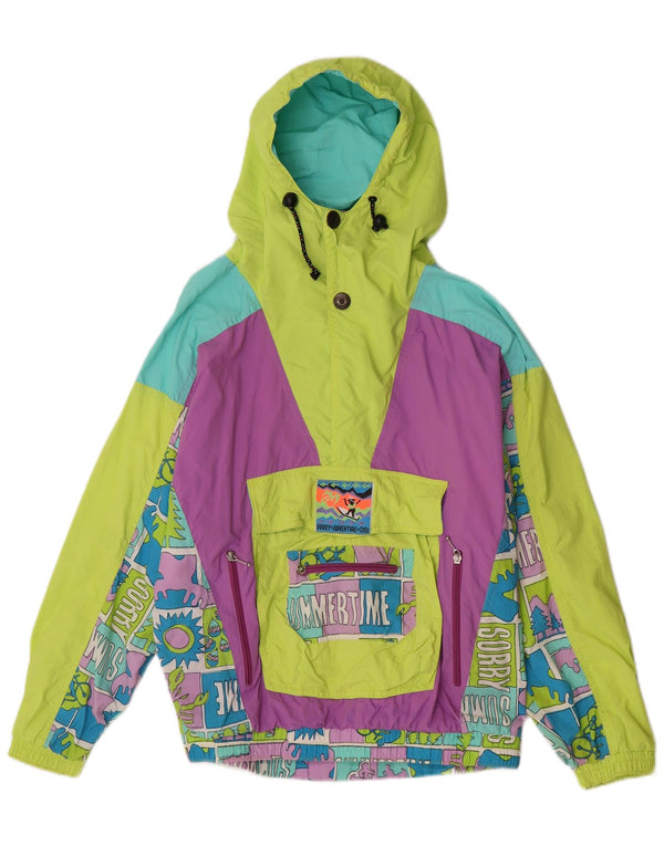 Desculpe feminino gráfico anorak jaqueta IT 46 grande retro multicolorido