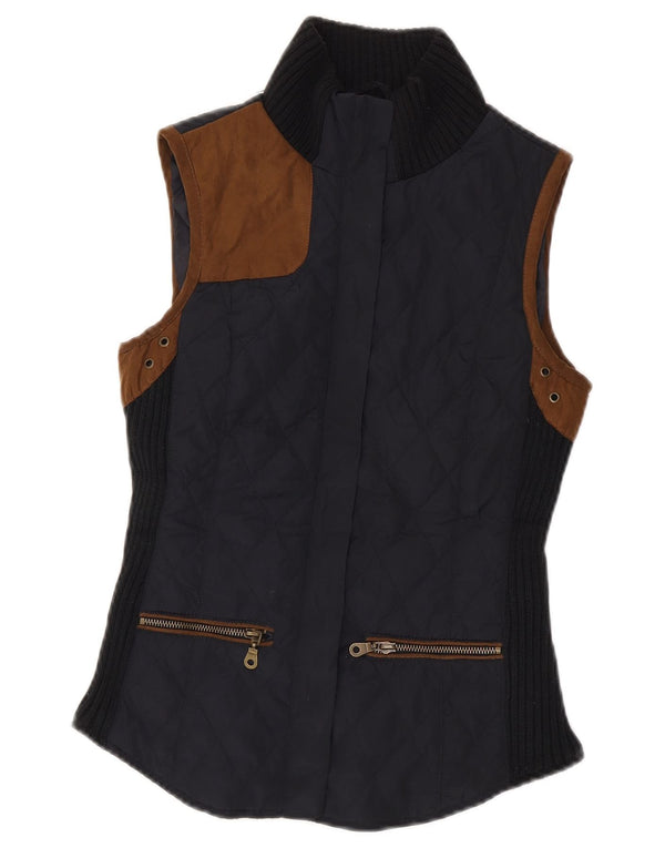 Colete acolchoado feminino Zara UK 6 XS azul marinho poliéster colorblock