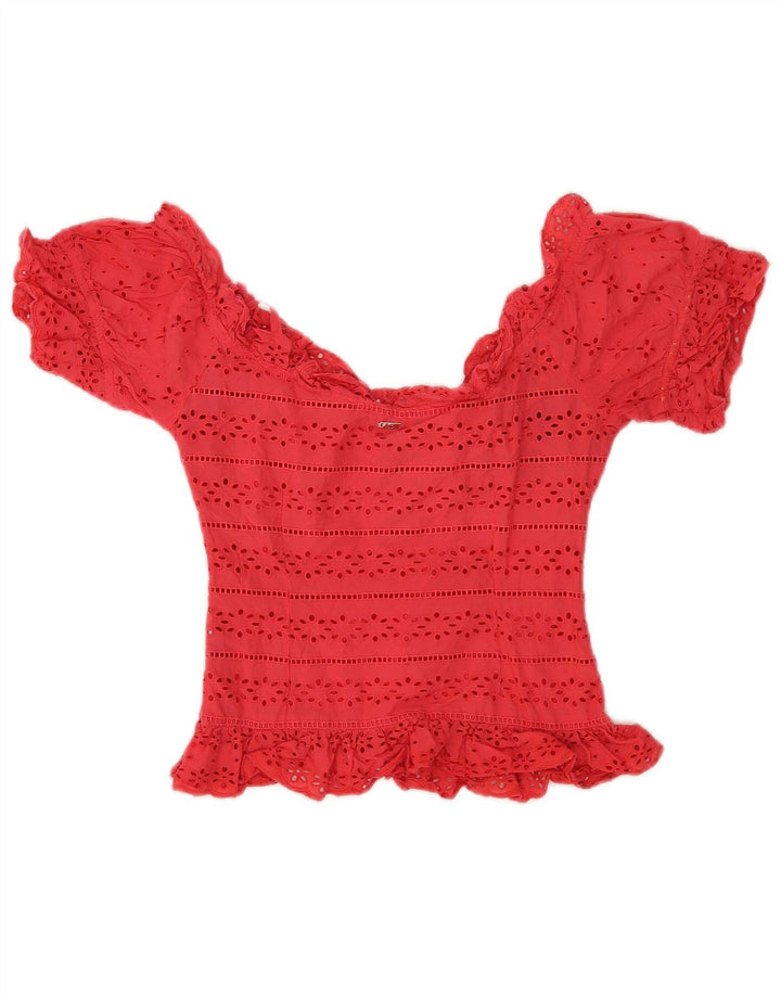 Blusa cropped feminina Guess UK 10 pequena rosa