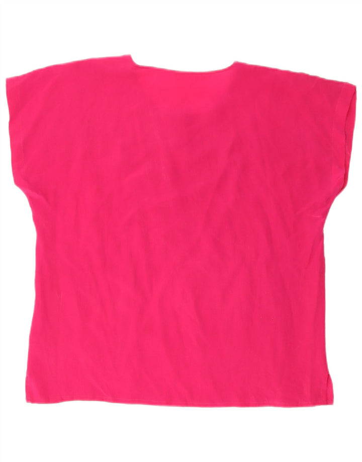 Blusa feminina vintage UK 16 grande seda rosa