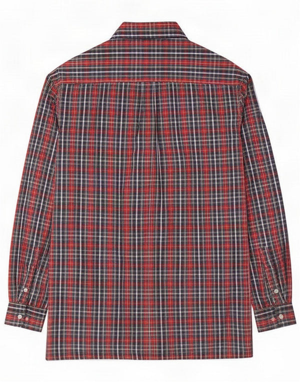 Camisa masculina balão médio azul marinho xadrez algodão clássico