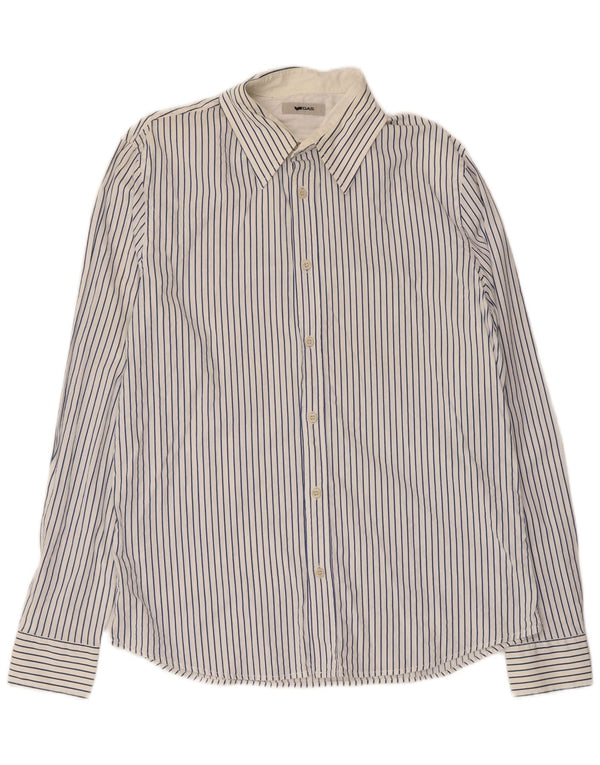 Camisa masculina Gas 2XL algodão listrado branco