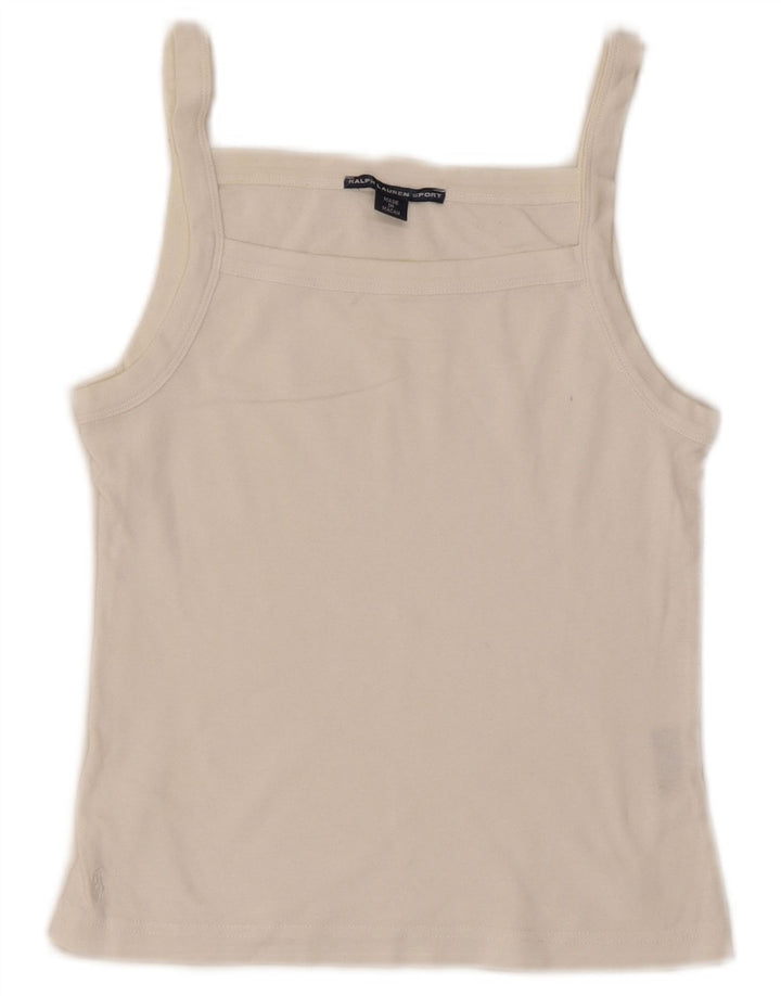 Ralph Lauren Womens Cami Top UK 12 Médio Algodão Branco