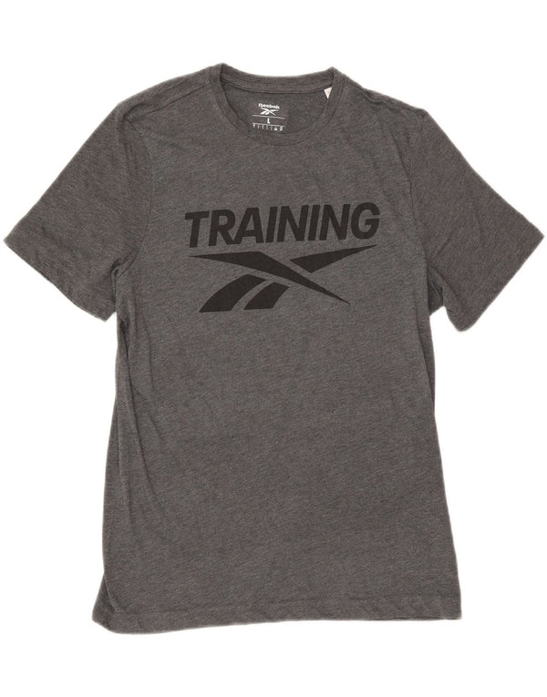 Reebok Mens Regular Fit Graphic T-Shirt Top Large Grey Flecked Polyester