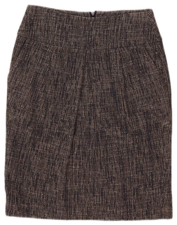 Saia lápis feminina Hobbs UK 8 pequena W28 azul marinho manchada de viscose
