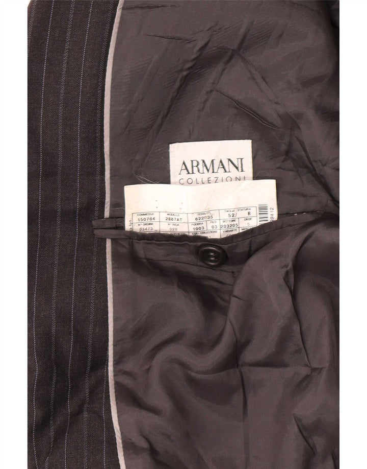Jaqueta blazer masculina Armani Collezioni com 2 botões IT 52 XL cinza risca de giz lã