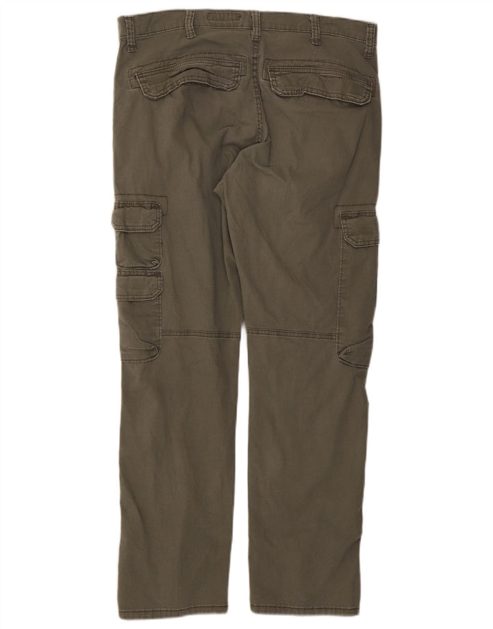 Calça cargo masculina WRANGLER regular cônica W34 L30 algodão cáqui