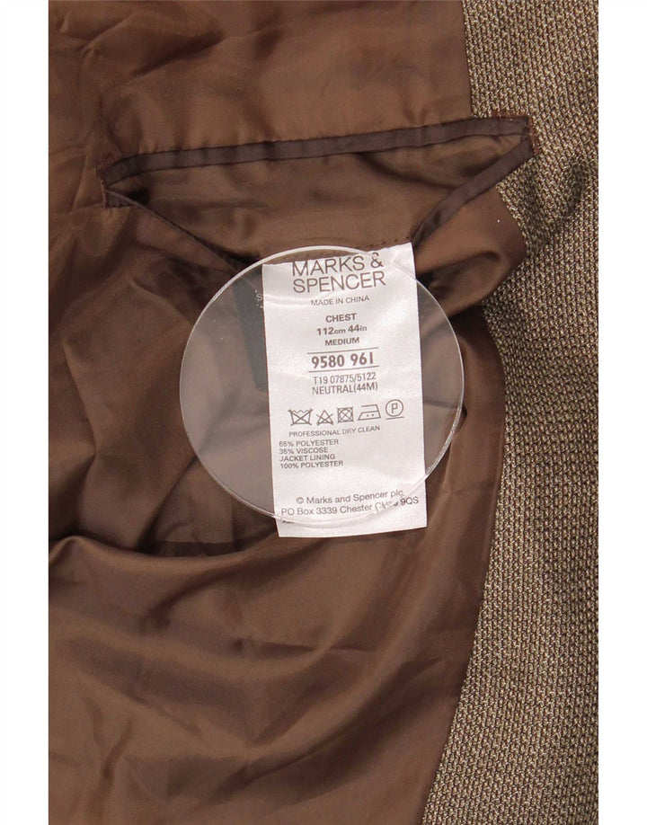 Jaqueta blazer masculina de 2 botões Marks & Spencer Reino Unido 44 XL marrom poliéster