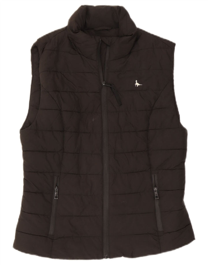 Colete acolchoado feminino Jack Wills UK 10 pequeno poliéster preto