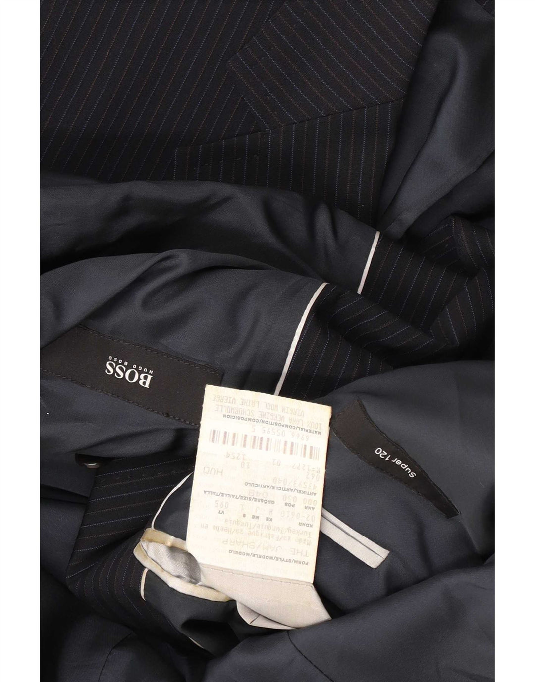 Hugo Boss Mens Jaqueta Blazer de 2 Botões EU 48 Médio Azul Marinho Risca de Giz