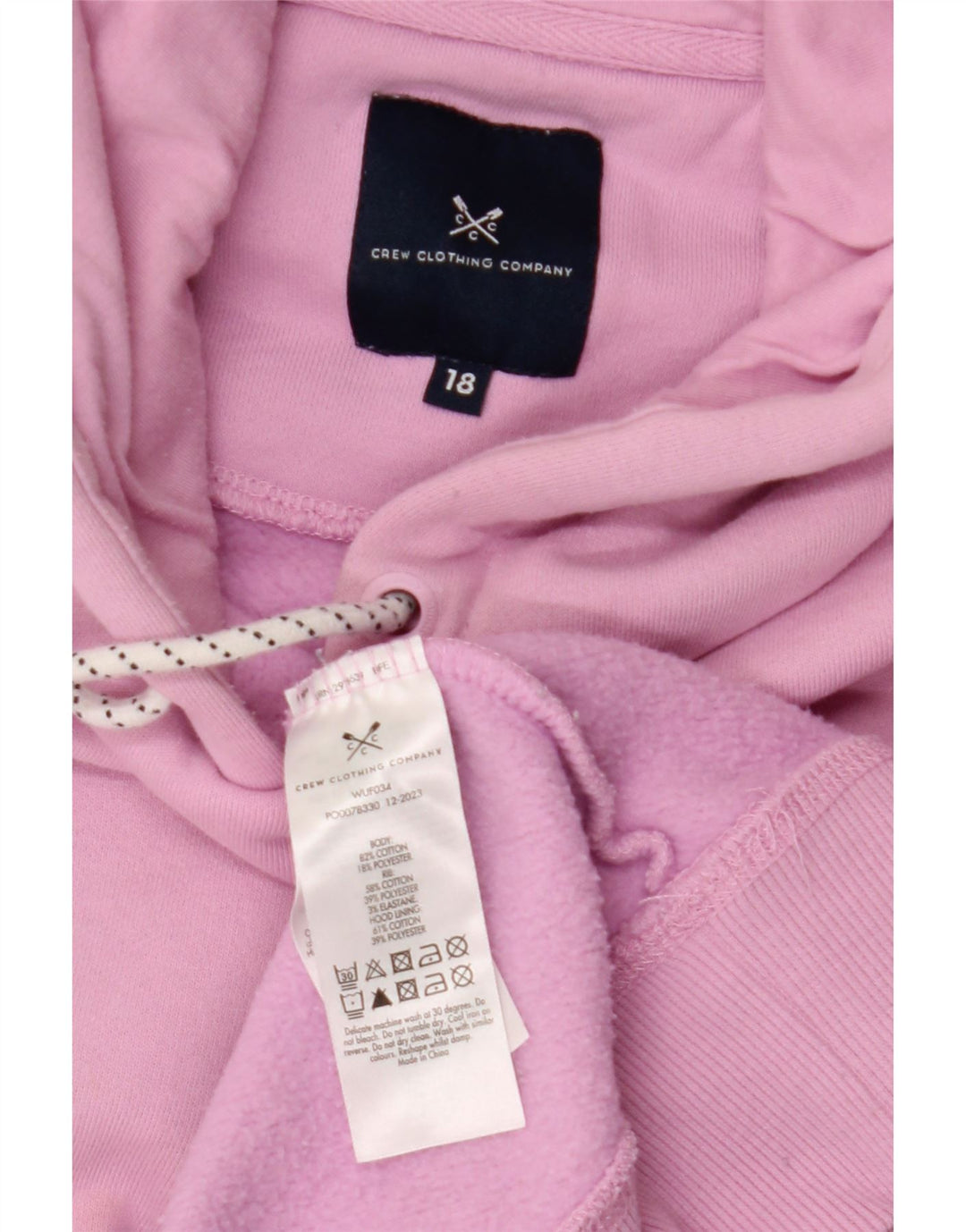 CREW CLOTHING Suéter feminino com capuz e corte UK 18 XL algodão rosa