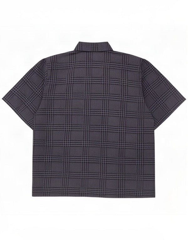 Blusa feminina vintage de manga curta IT 48 XL azul marinho Houndstooth