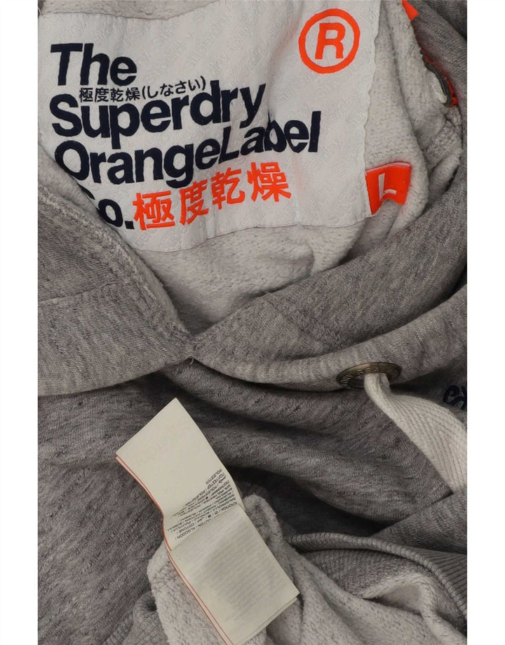 Suéter com capuz masculino Superdry grande algodão manchado cinza