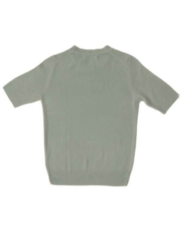 Suéter feminino Marks & Spencer de manga curta com gola redonda Reino Unido 6 XS verde