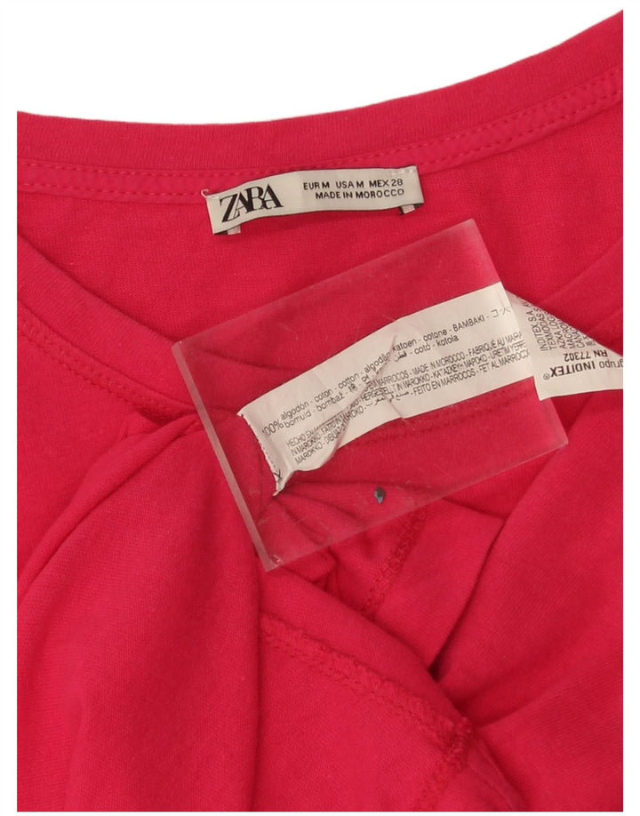 Camiseta feminina grande Zara UK 14 algodão rosa médio