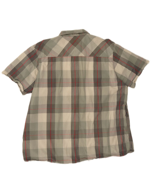 Camisa masculina de manga curta Weird Fish 3XL algodão xadrez cáqui