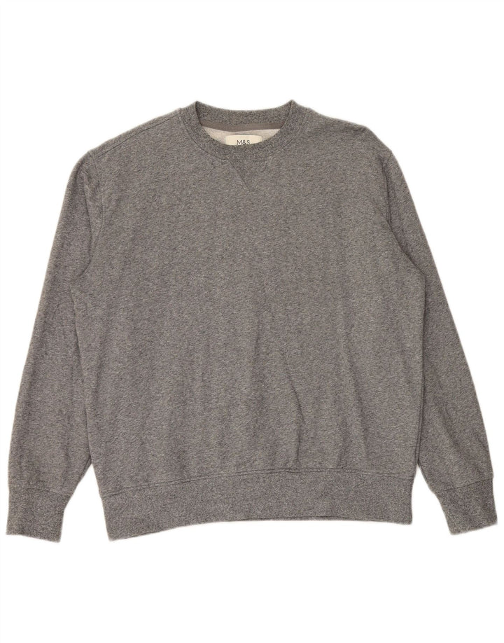 Suéter masculino Marks & Spencer grande algodão manchado cinza