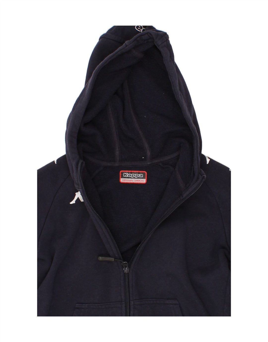 KAPPA Boys Graphic Zip Hoodie Sweater 9-10 Years Navy Blue Cotton Vintage Kappa and Second-Hand Kappa from Messina Hembry 