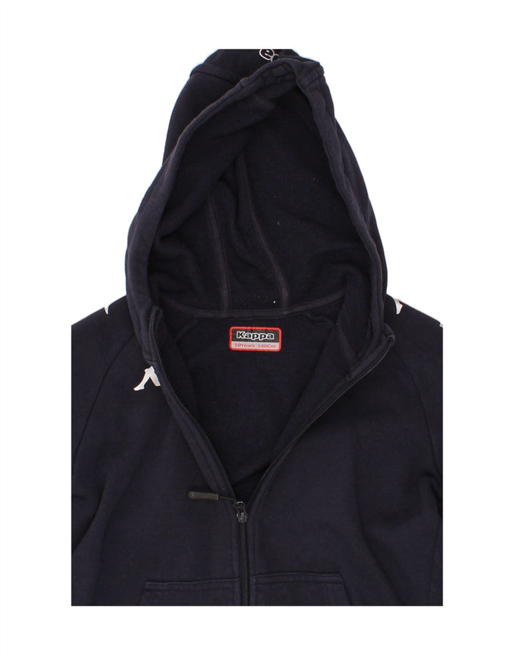 KAPPA Boys Graphic Zip Hoodie Sweater 9-10 Years Navy Blue Cotton Vintage Kappa and Second-Hand Kappa from Messina Hembry 