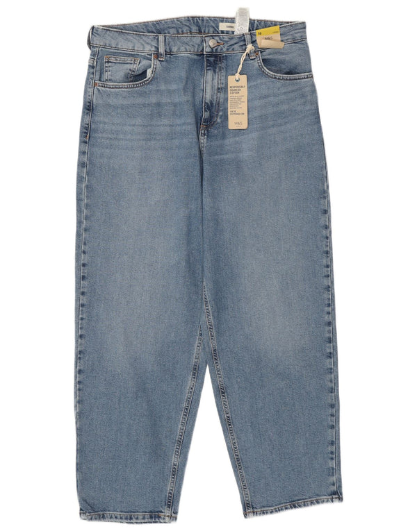 Calça jeans feminina de cintura alta MARKS & SPENCER Reino Unido 16 grande W34 L28 azul