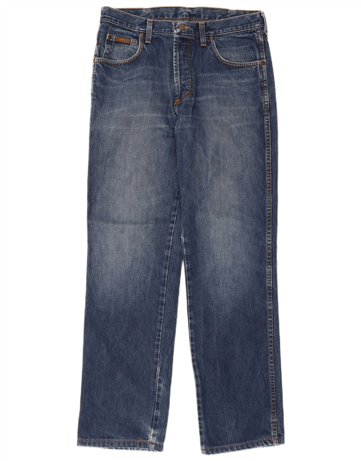 Wrangler Mens Straight Jeans W33 L30 Azul Algodão
