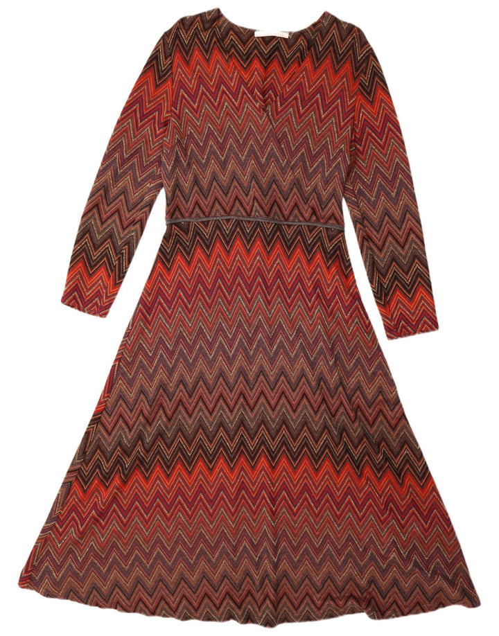 Vestido maxi feminino de manga comprida Donatella IT 44 médio multicolorido Chevron