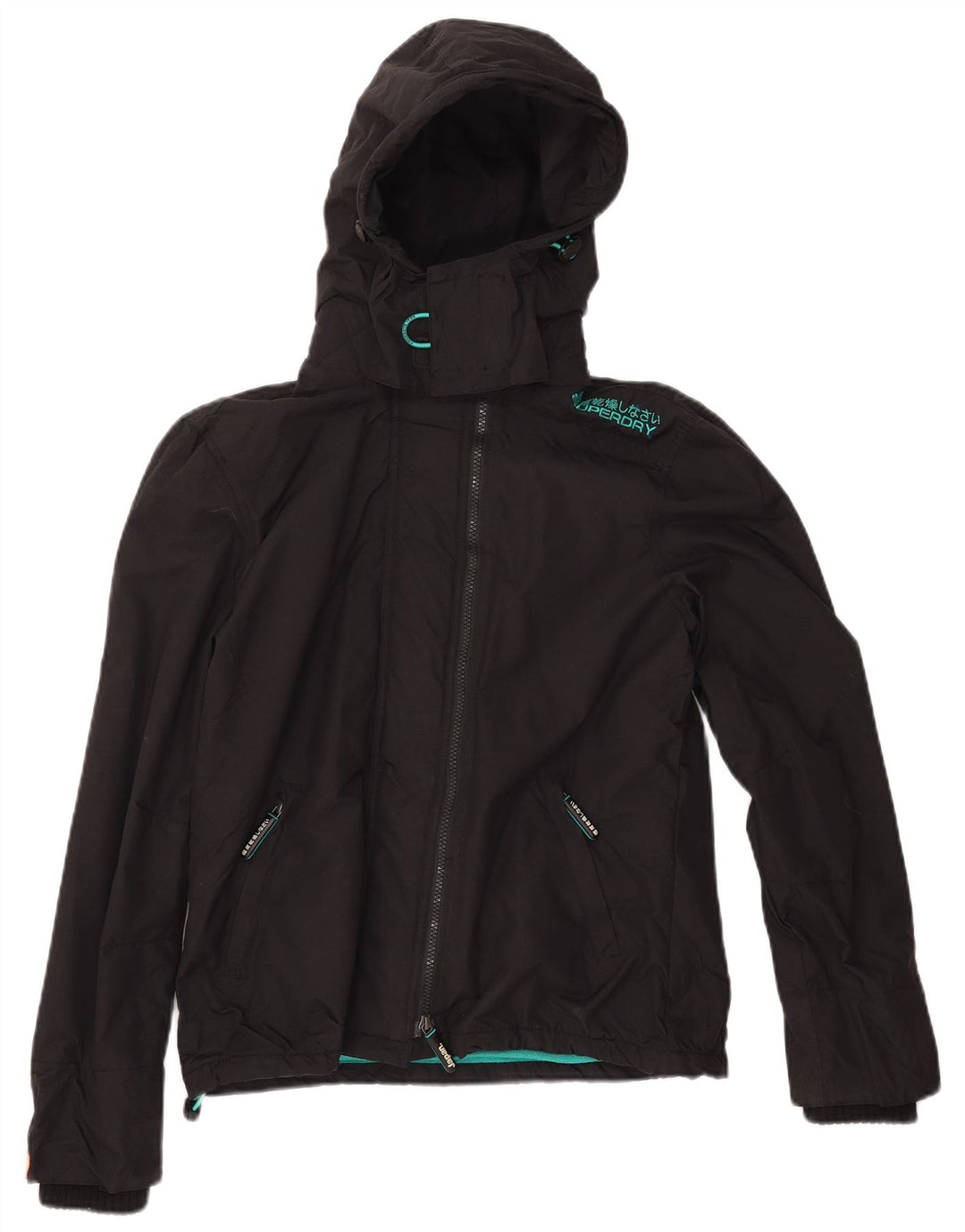 Jaqueta corta-vento feminina Superdry The Windcheater com capuz Reino Unido 16 grande preta