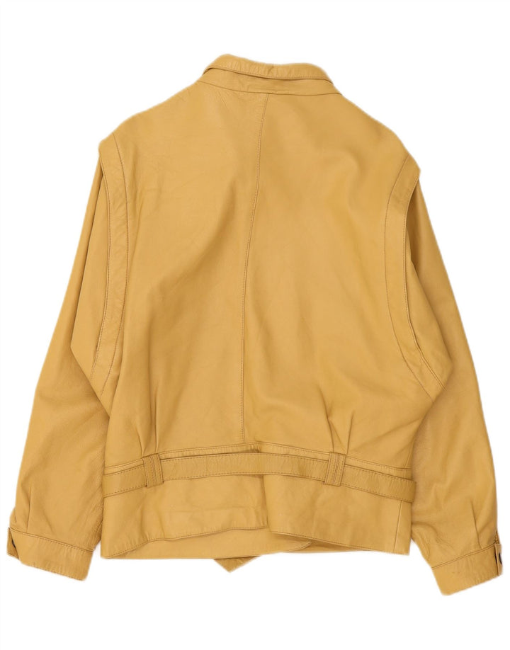 Jaqueta de couro feminina vintage EU 40 couro amarelo médio