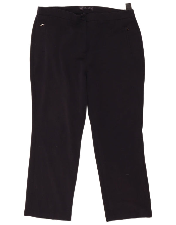 Calça feminina cortada de cintura alta Marks & Spencer Reino Unido 14 grande W34 L26 azul marinho