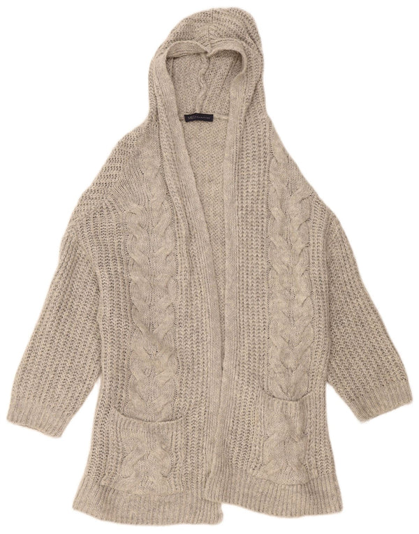 Suéter cardigã feminino Marks & Spencer com capuz aberto Reino Unido 14 cinza médio