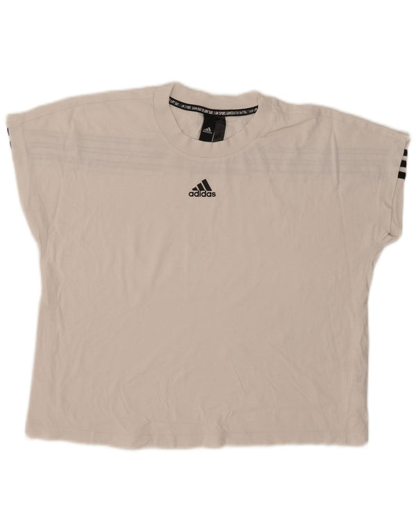 Camiseta Adidas Feminina Crop Oversized Top UK 10 Pequeno Algodão Branco