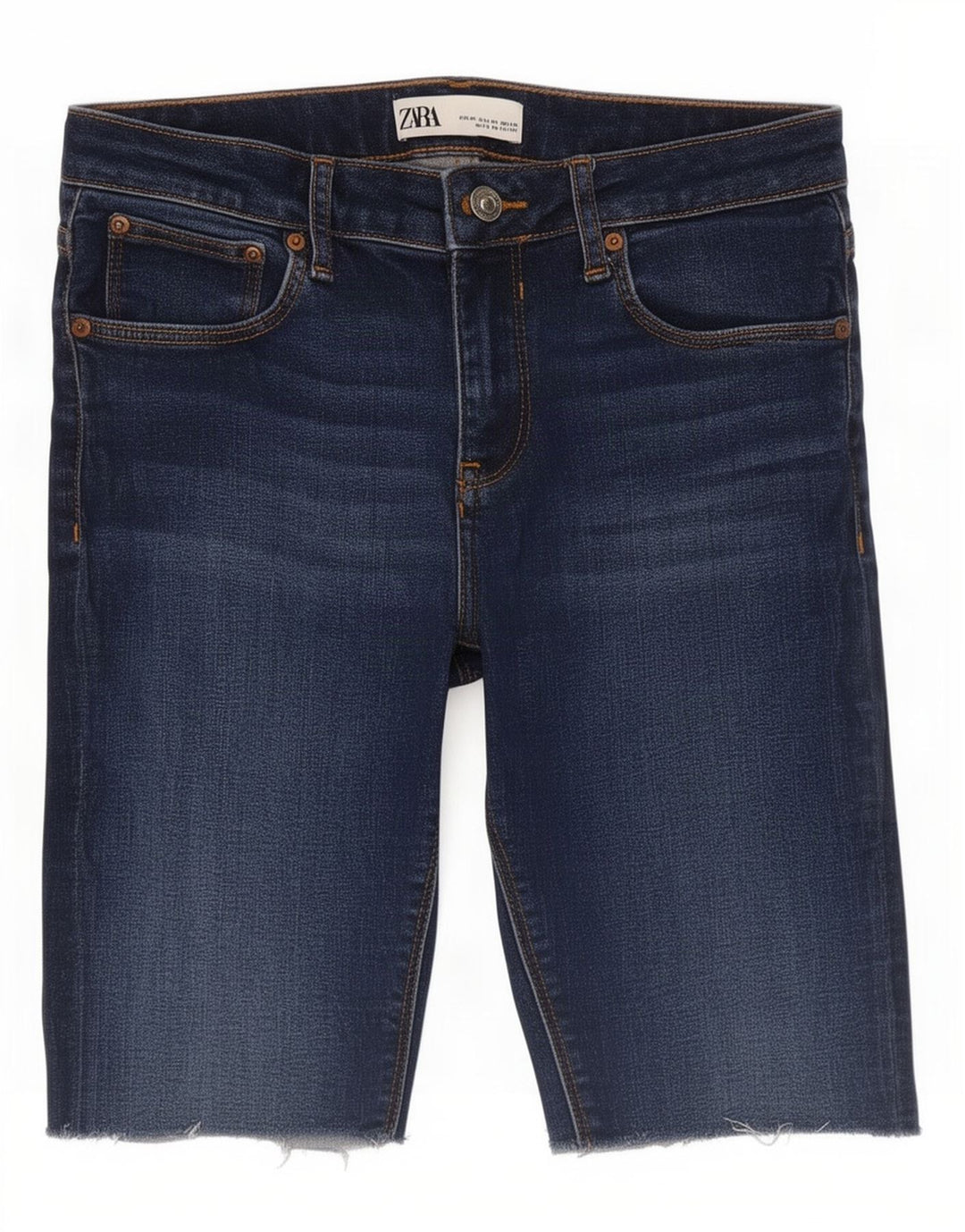Shorts jeans feminino Zara EU 38 pequeno W28 azul marinho