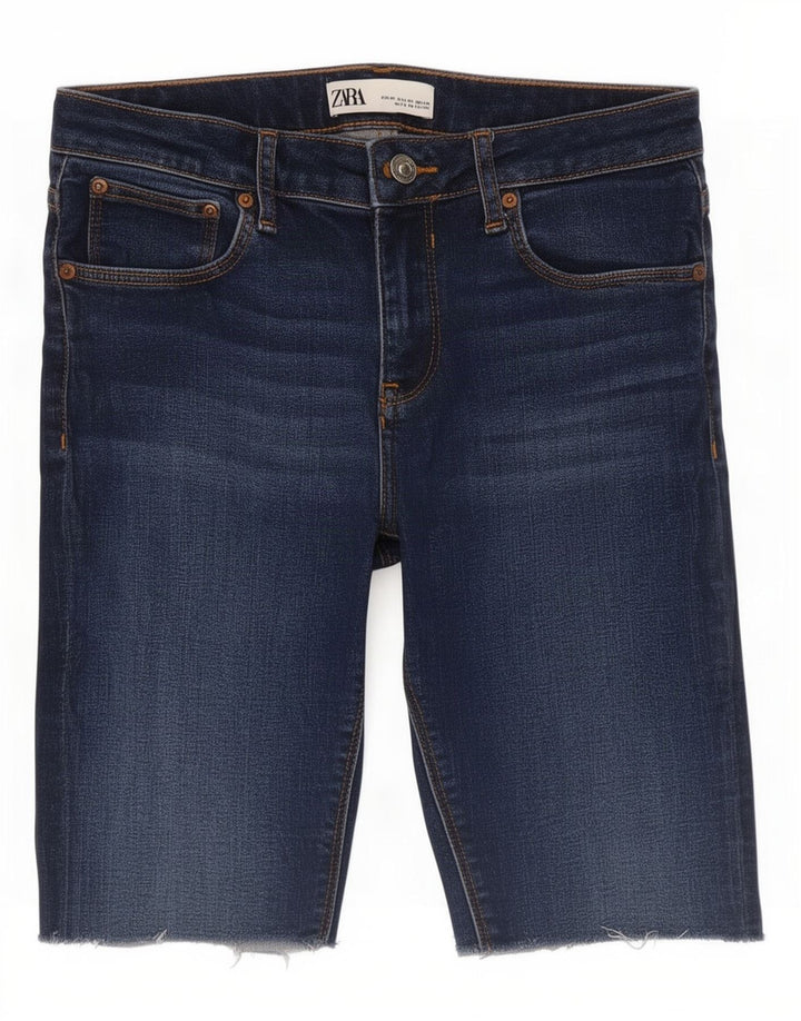 Shorts jeans feminino Zara EU 38 pequeno W28 azul marinho