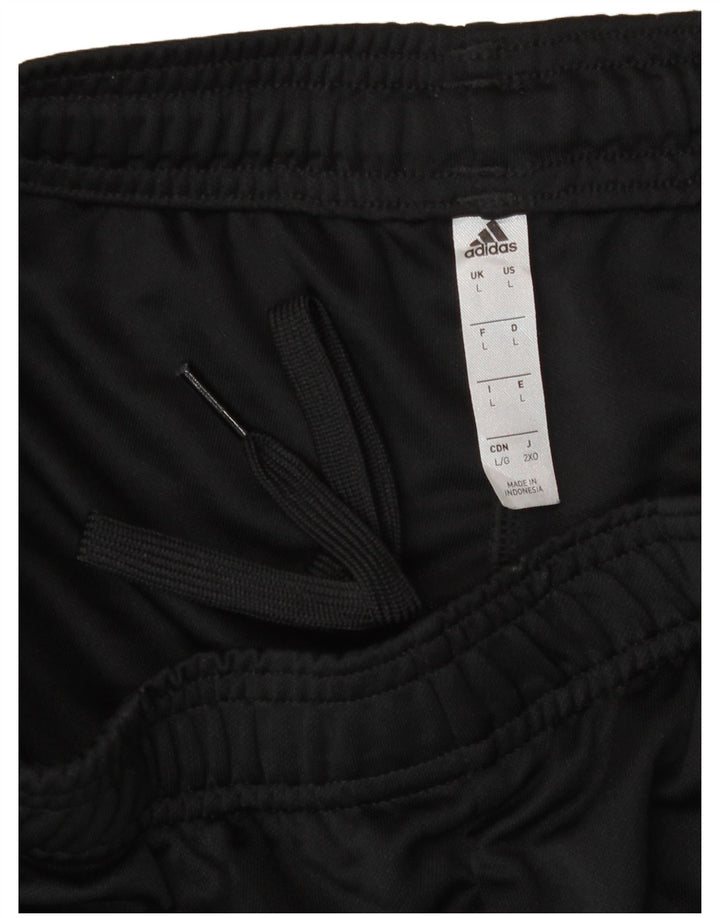 Calça de treino feminina Adidas grande poliéster listrado preto