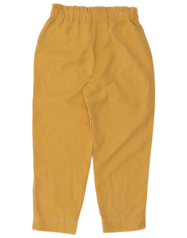 Calça feminina Zara cintura alta cônica cortada pequena W26 L23 amarelo modal