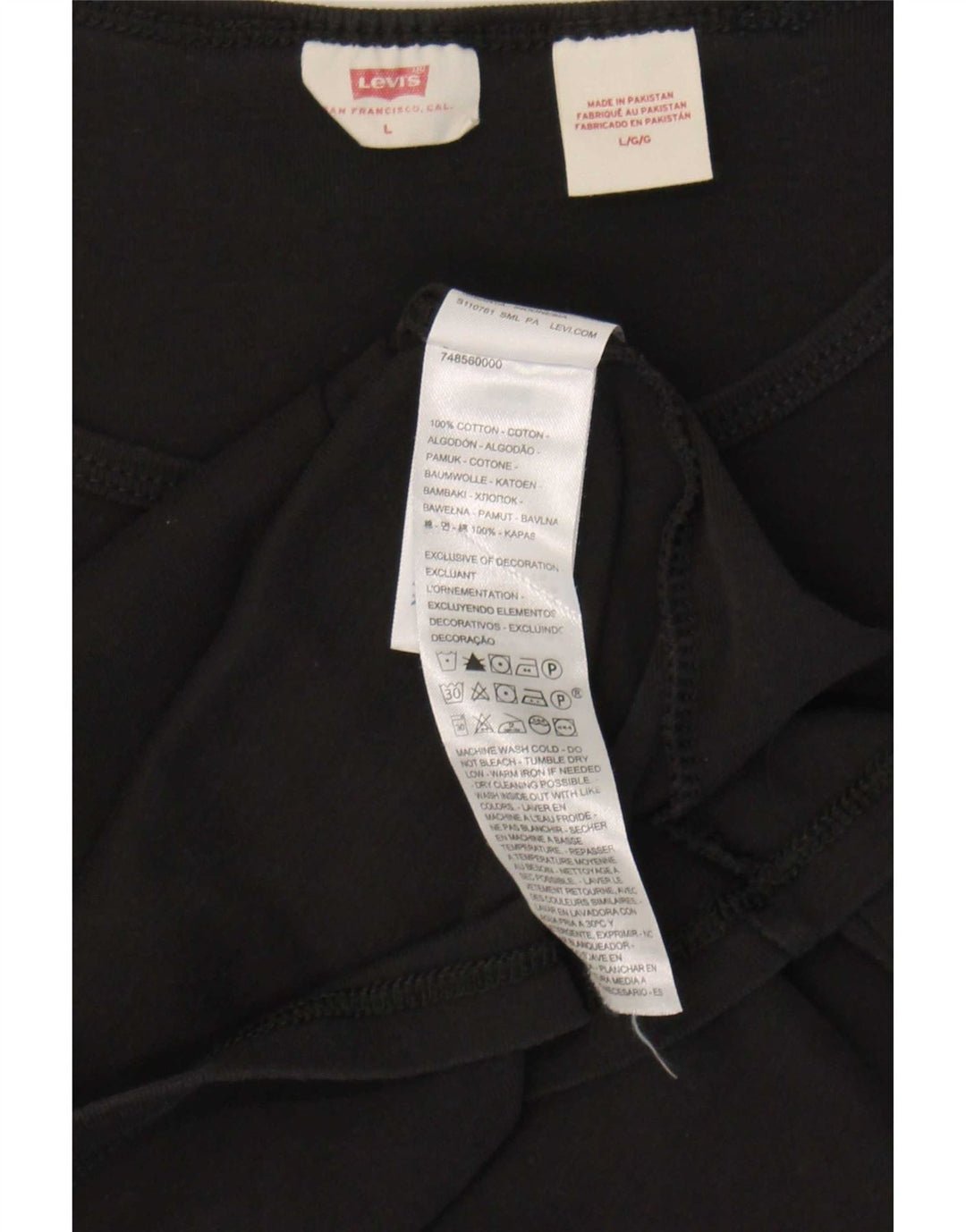 Camiseta feminina Levi's UK 14 grande algodão preto