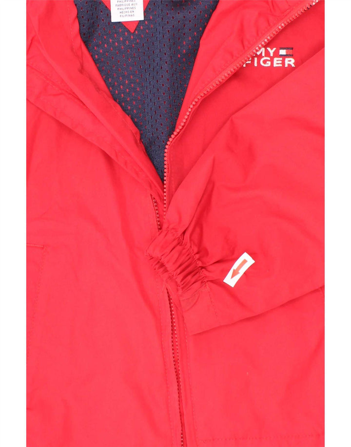 Tommy Hilfiger Jaqueta bomber masculina com capuz 4-5 anos vermelho colorblock