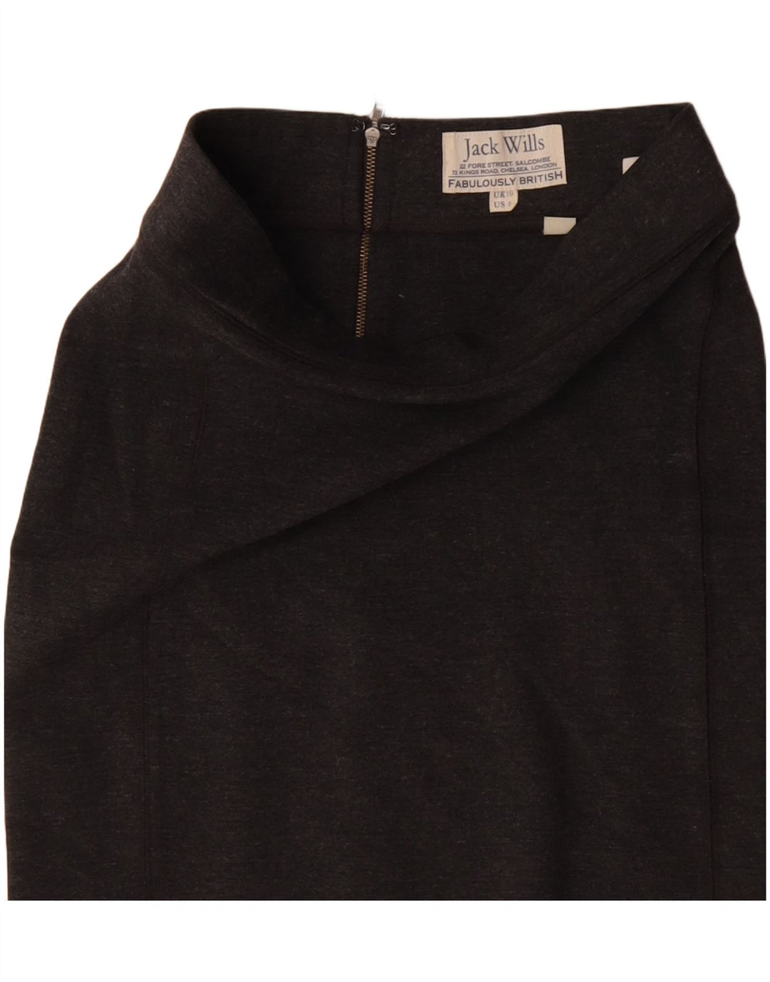 Minissaia feminina JACK WILLS Reino Unido 10 pequena W26 viscose cinza