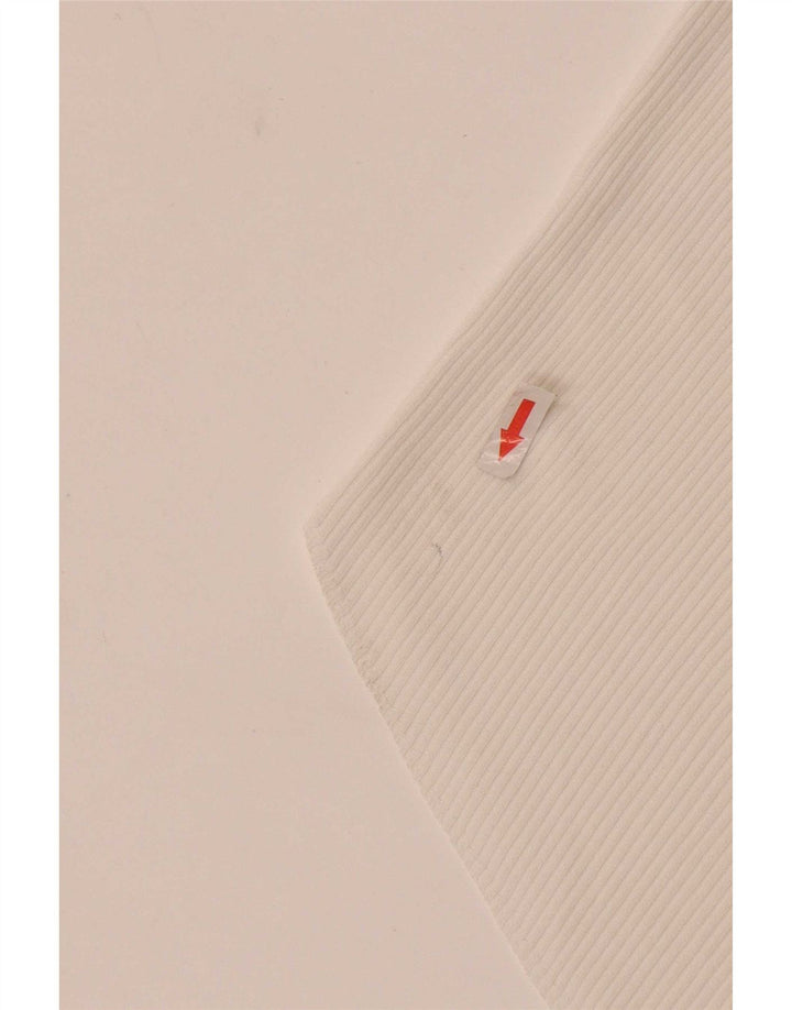 Top feminino de um ombro Zara UK 12 viscose branca média