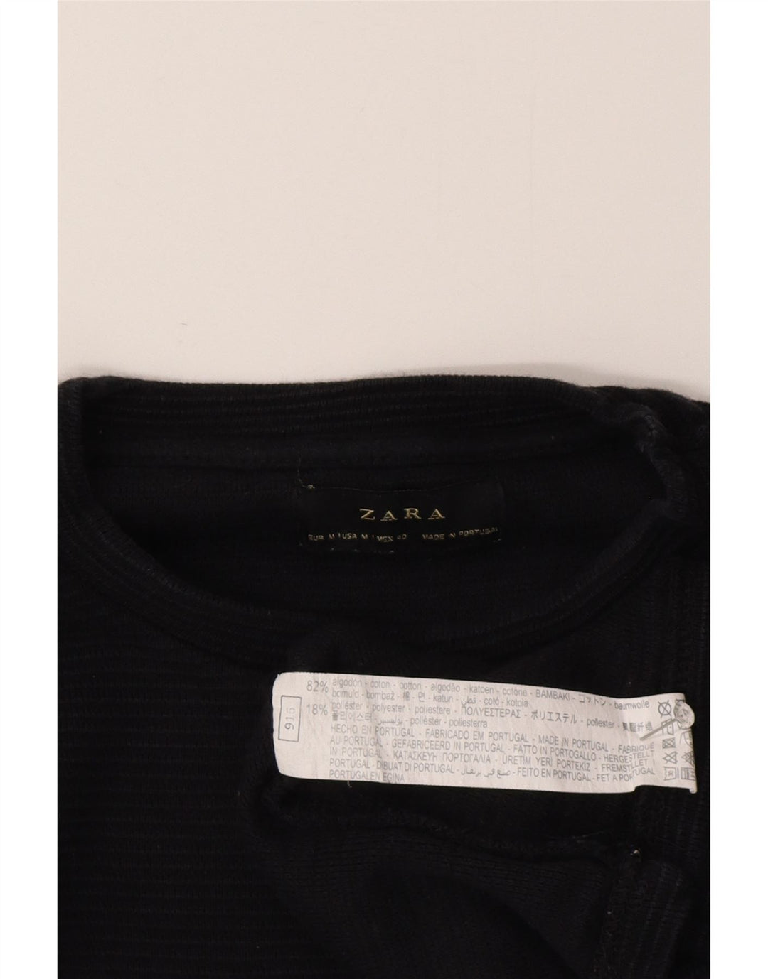 Zara Top masculino manga comprida médio algodão preto