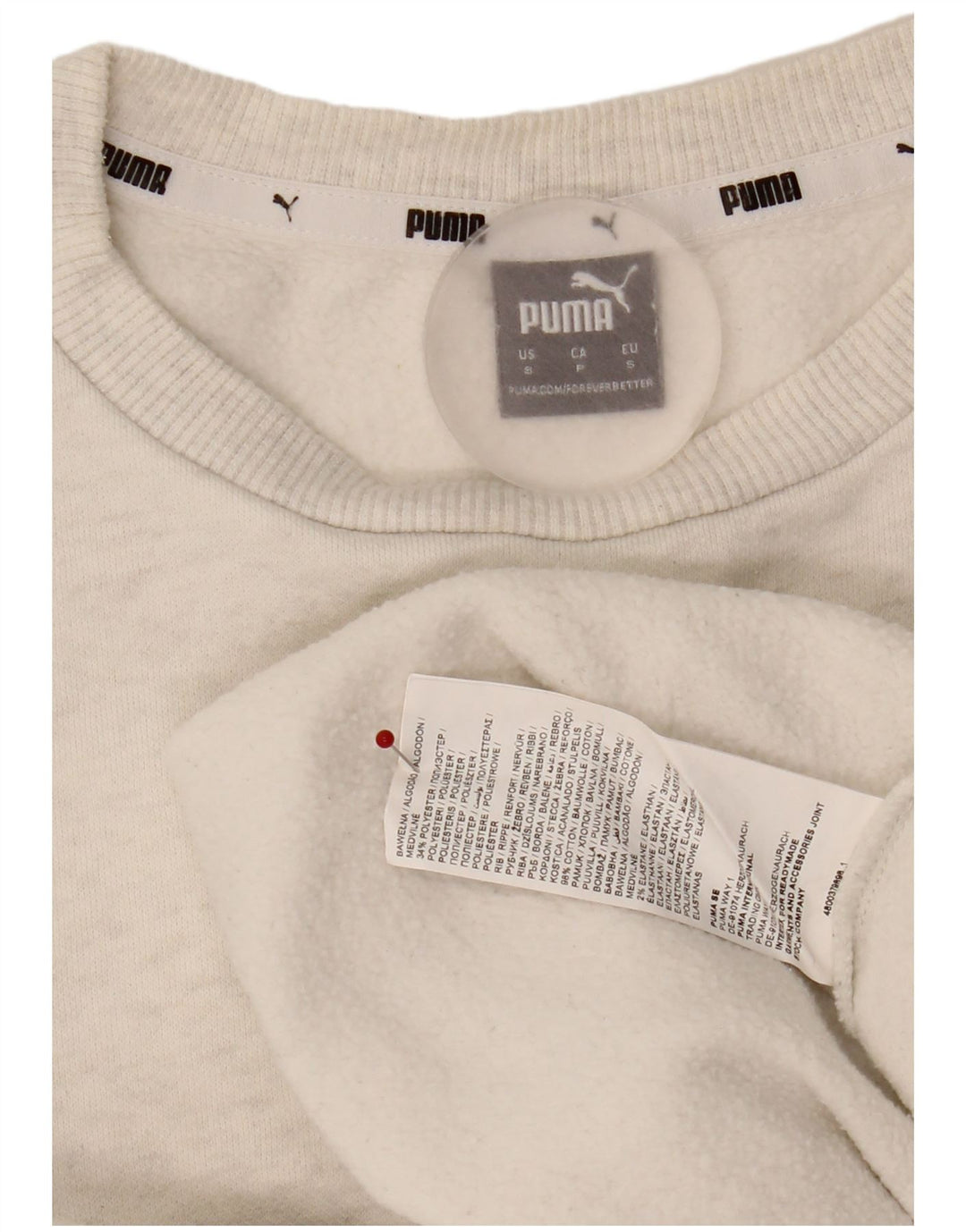 Puma moletom feminino gráfico oversized jumper UK 10 pequeno algodão cinza